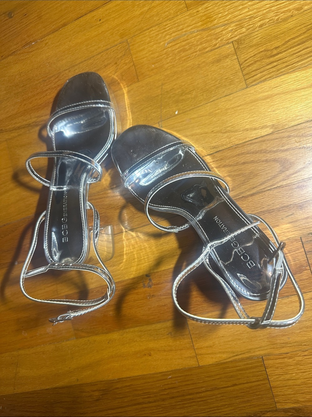 BCBGMaxAzria Silver Metallic Strappy Sandals